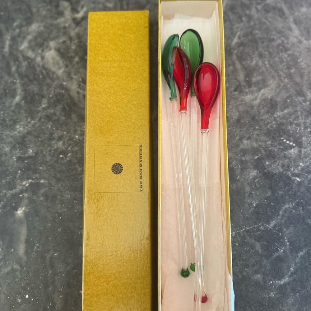 Vintage Glass Spoons Scoops Stir Swizzle Sticks Bar Stirrers Bar The Bon Marche